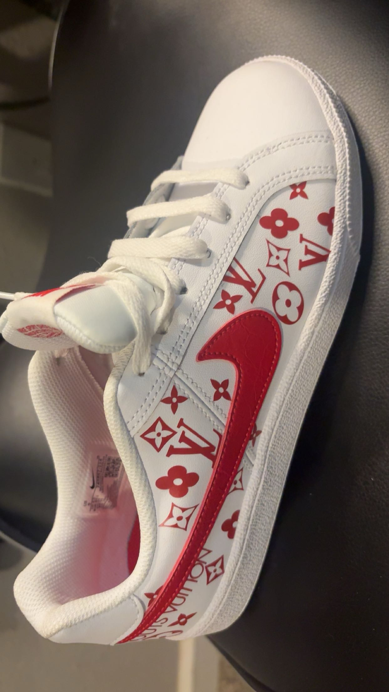 Red monogram custom shoe